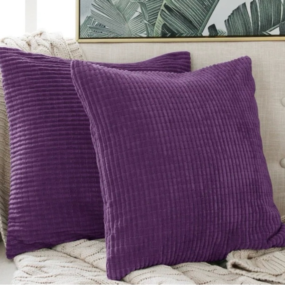 Purple Textured Throw Pillow Covers